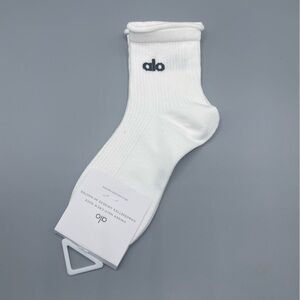 ALO‎ Yoga White Athletic Socks with Black Logo